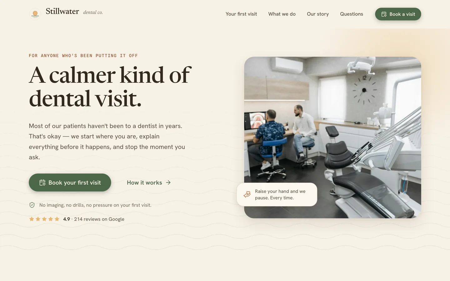 Screenshot of the Stillwater Dental demo site
